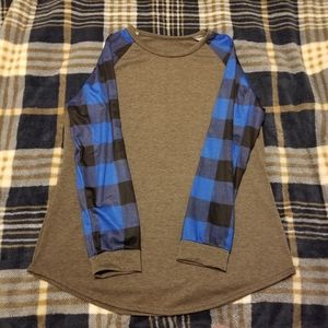Blue Plaid raglan